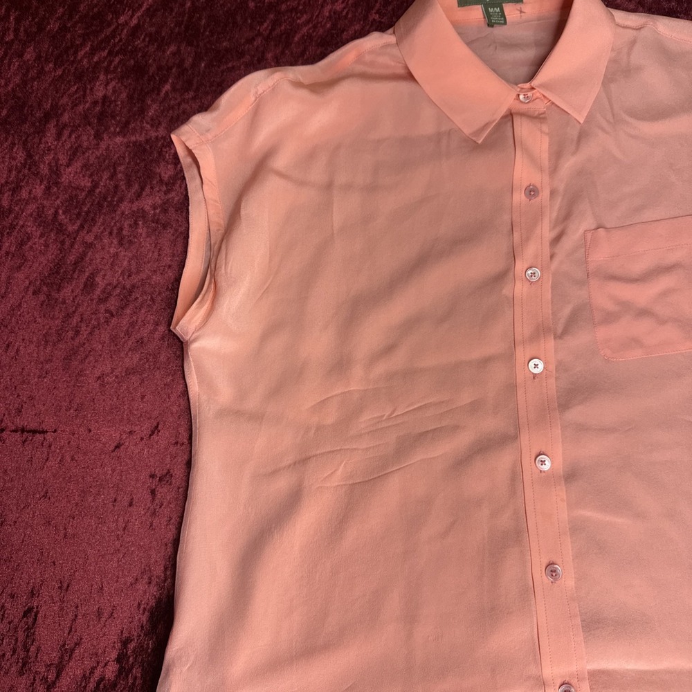 Tommy Bahama Women Pink Medium Sleeveless Button-Down Shirt‎ M Thin - Picture 4 of 11